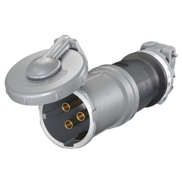 Watertight Pin & Sleeve Connector, 100 A, 600V AC/250V DC, 3 Pole, Style 1 Grounding, NEMA 3, 4, 4X